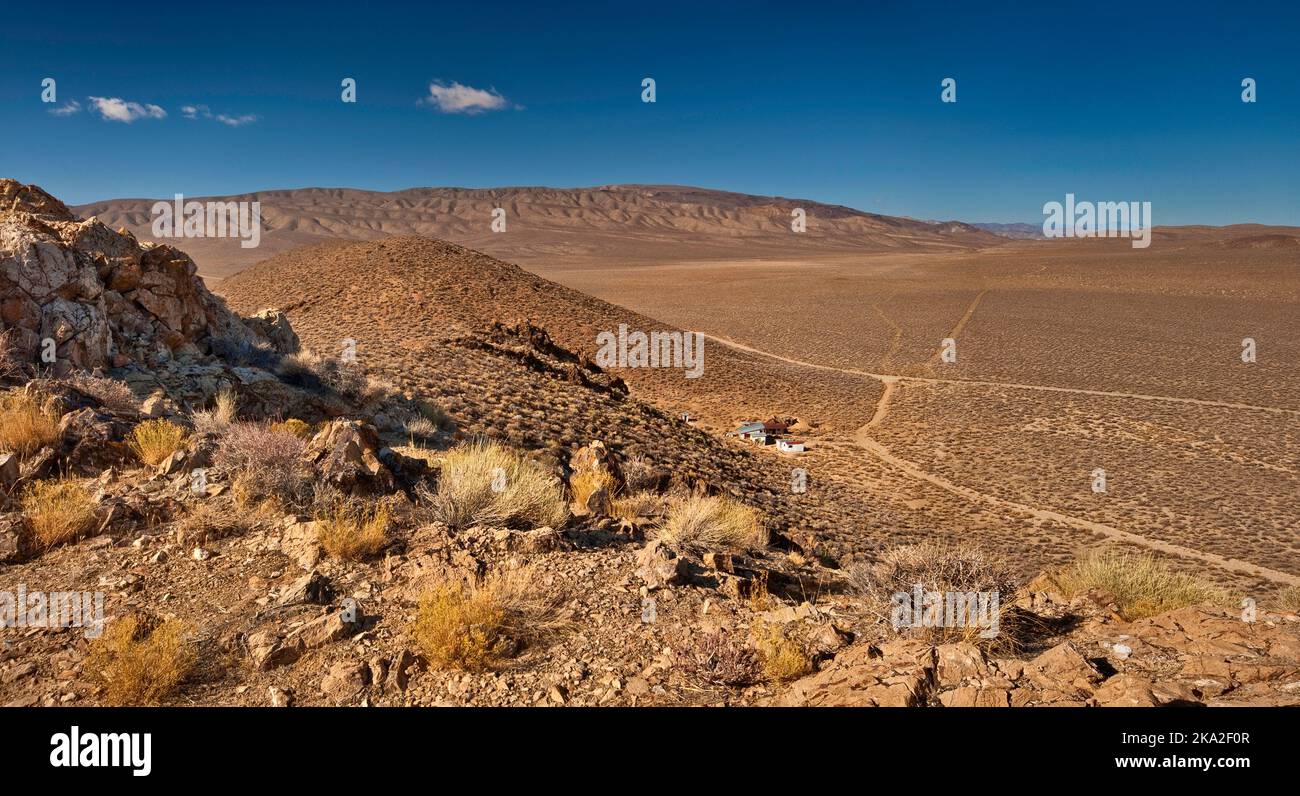 Aquereberry Camp at Eureka Mine, Mojave Desert, Death Valley National Park, California, USA Stock Photo