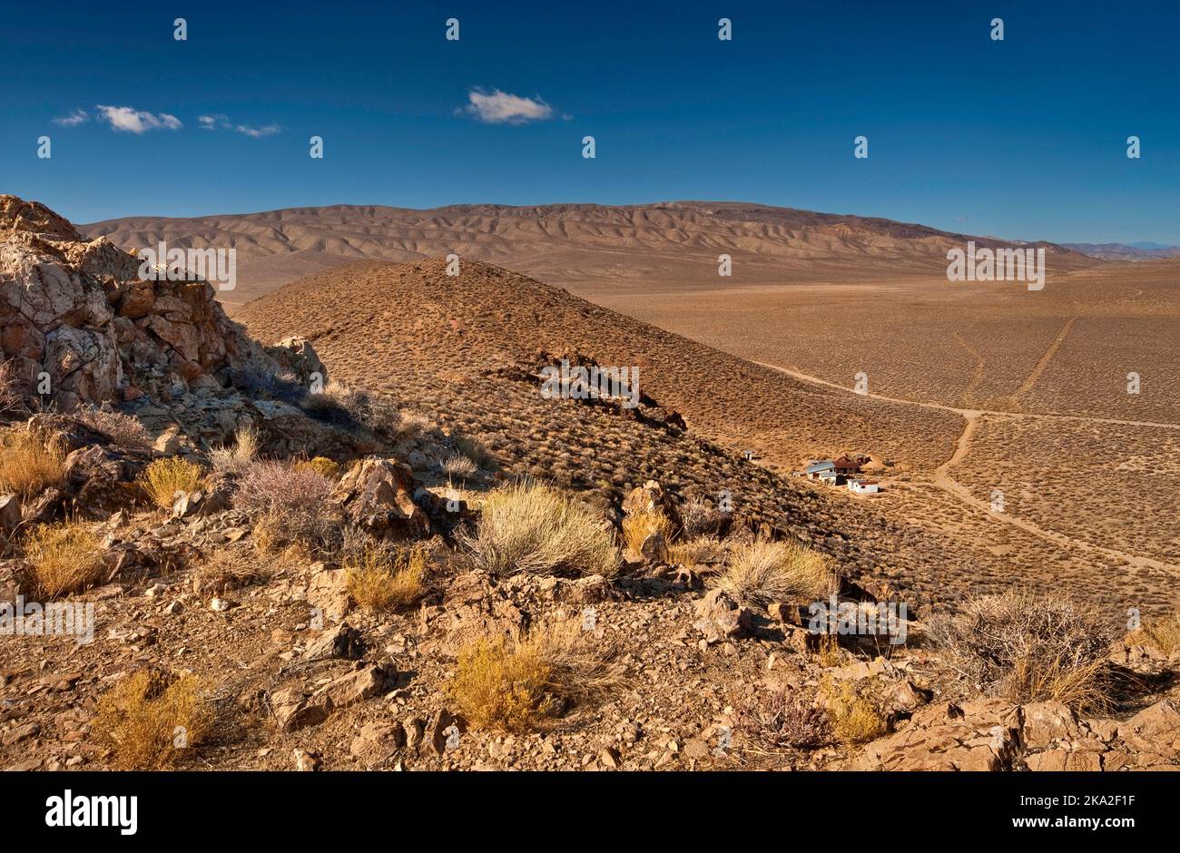 Aquereberry Camp at Eureka Mine, Mojave Desert, Death Valley National Park, California, USA Stock Photo