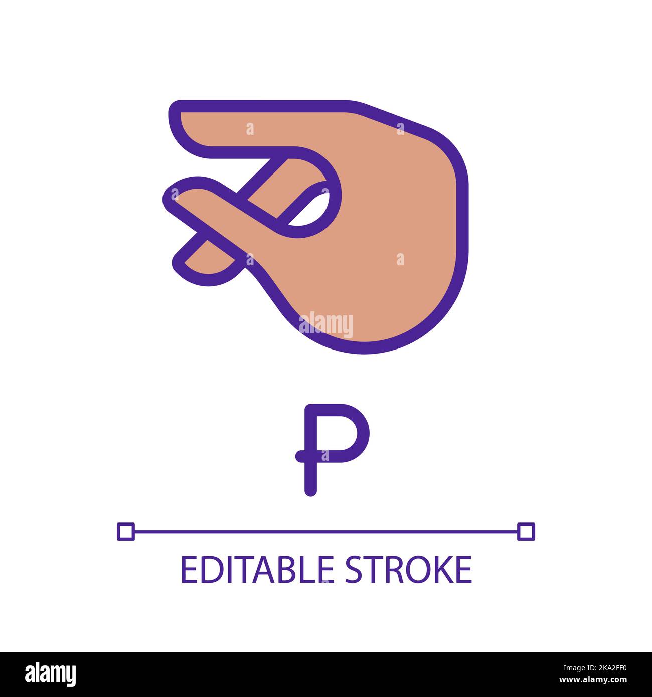 Letter P sign in ASL pixel perfect RGB color icon Stock Vector Image ...