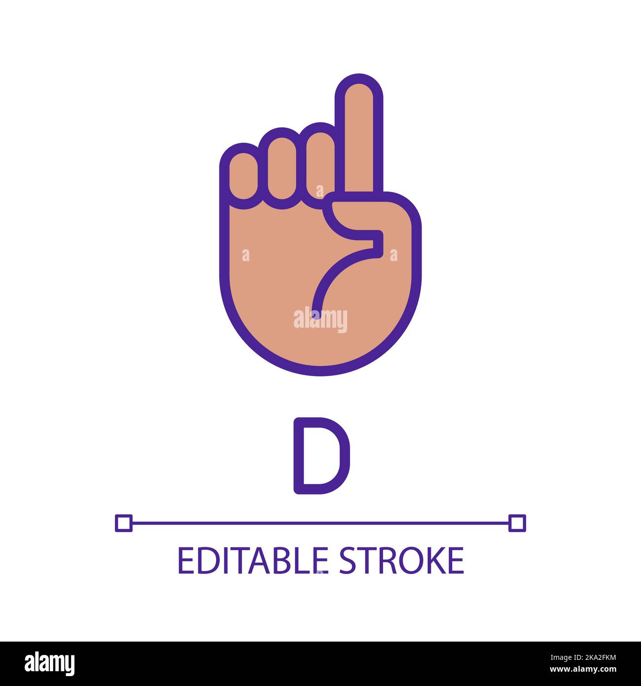Signing letter D in ASL pixel perfect RGB color icon Stock Vector Image