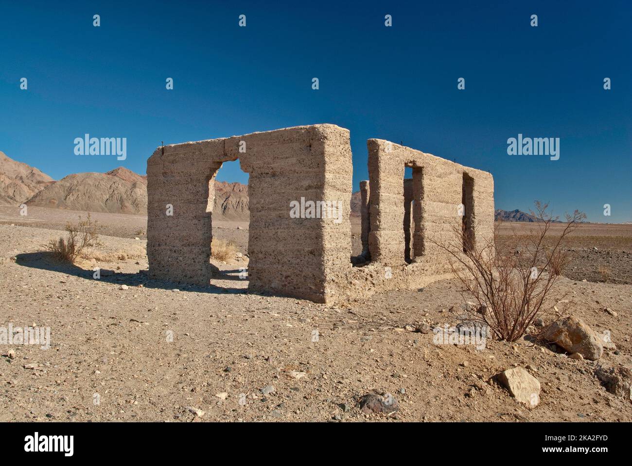 Ashford Mill ruins in Mojave Desert, Death Valley National Park, California, USA Stock Photo