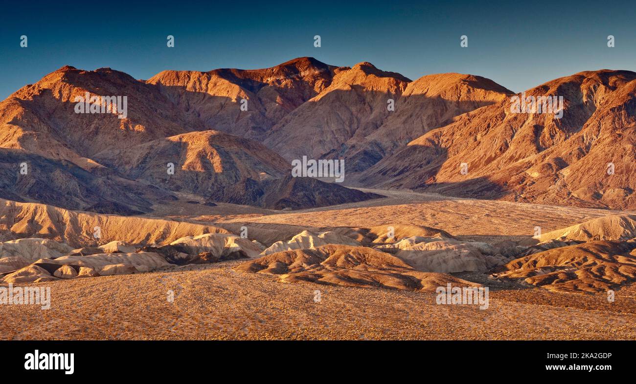 Owlshead Mountains over Confidence Hills in Mojave Desert seen at