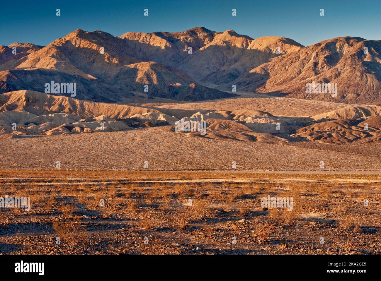 Owlshead Mountains over Confidence Hills in Mojave Desert seen at