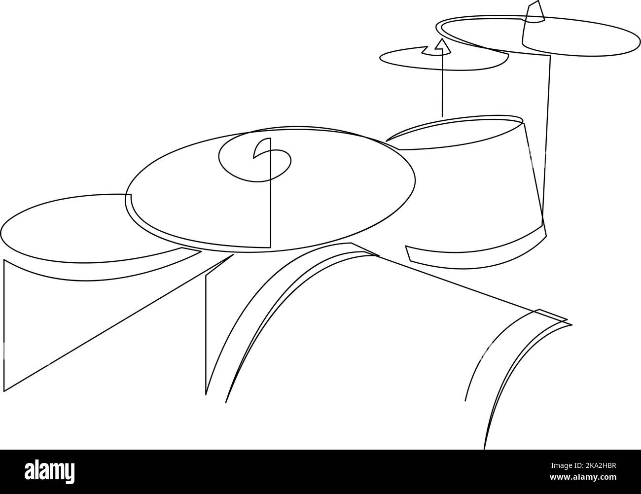 Continuous line drawing of drum music instrument. Minimalist design