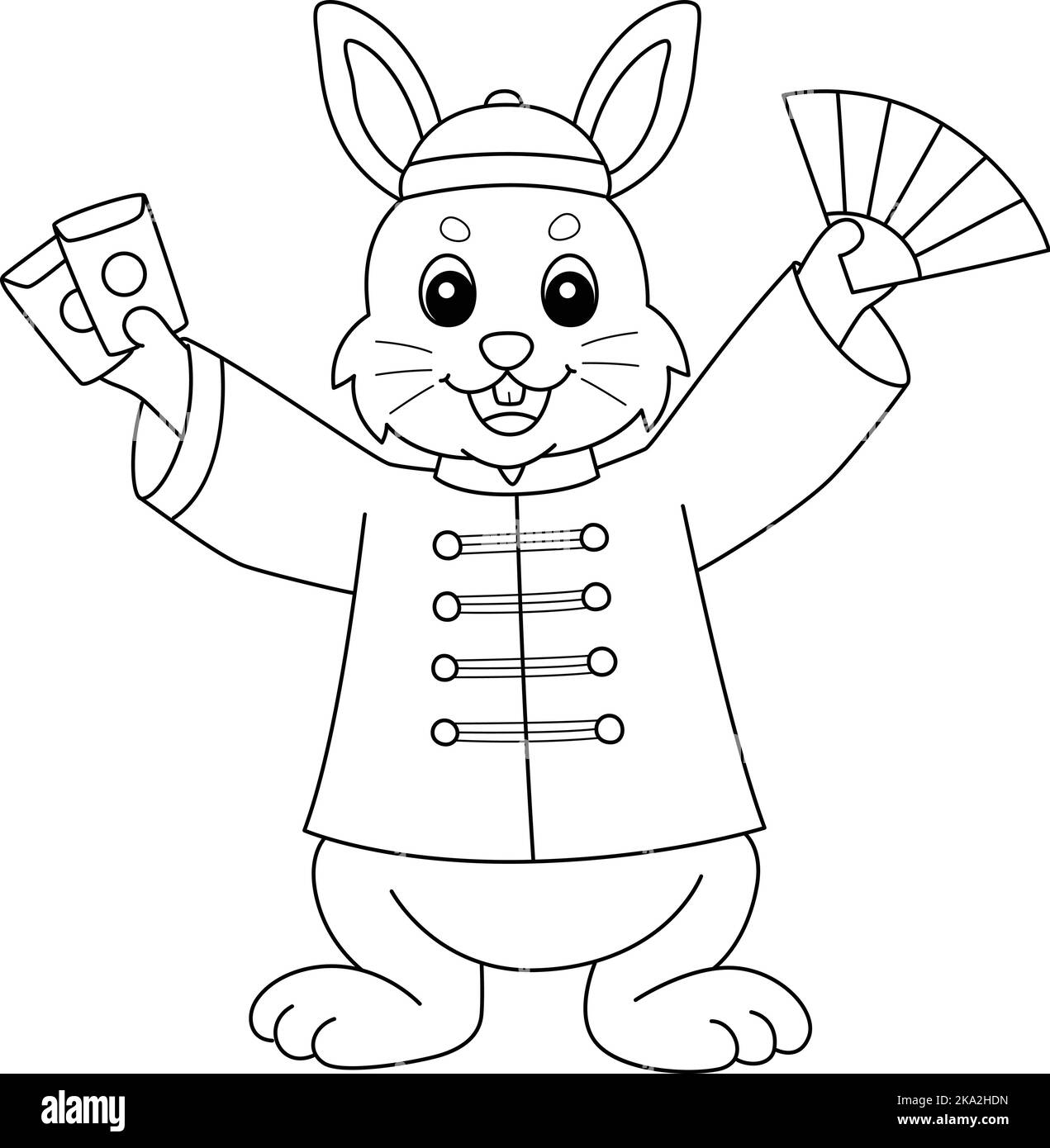 Rabbit Wearing Chinese Dress Isolated Coloring Stock Vector Image & Art