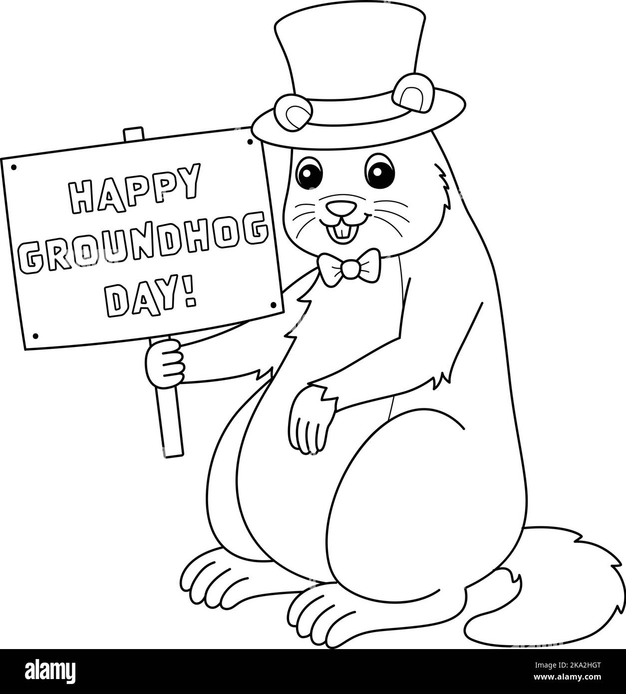 Groundhog with Hat Isolated Coloring Page Stock Vector Image & Art - Alamy