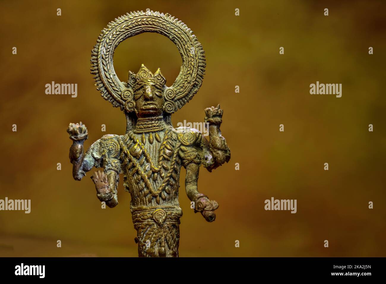 10 23 2014 Vintage Laxmi Bronze statue in DHOKRA tribal Art of Bastar Studio shot Lokgram Kalyan Maharashtra India. Stock Photo
