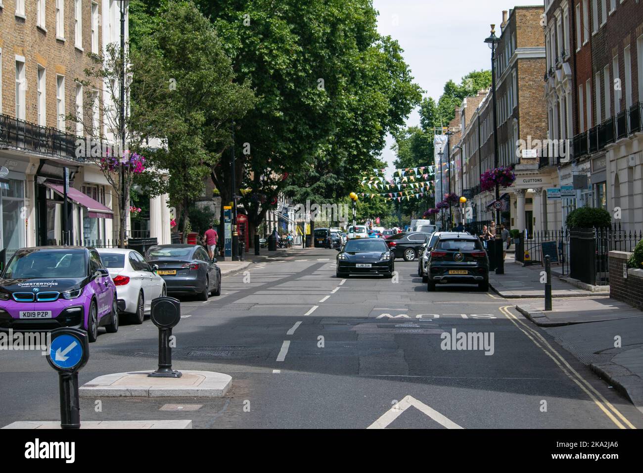 The cars parked on a side street near Hyde Park, London, UK Stock Photo