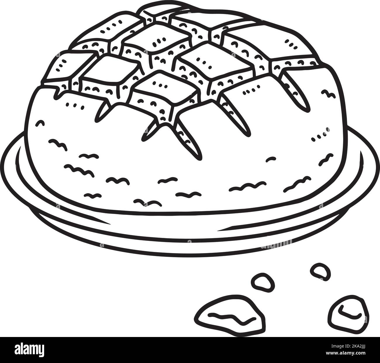 Irish Soda Bread Isolated Coloring Page for Kids Stock Vector