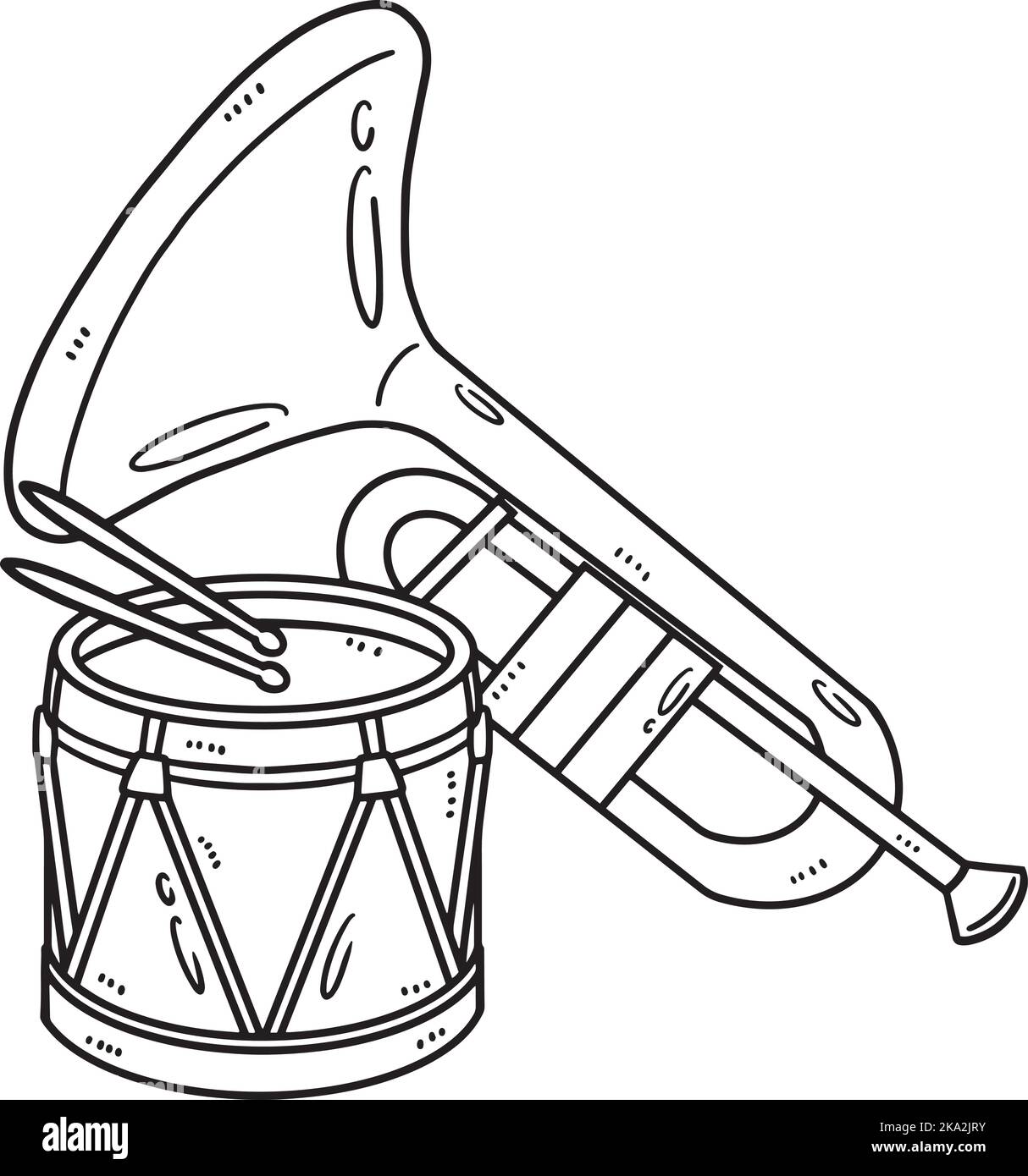 Mardi Gras Trumpet and Drum Isolated Coloring Stock Vector Image & Art