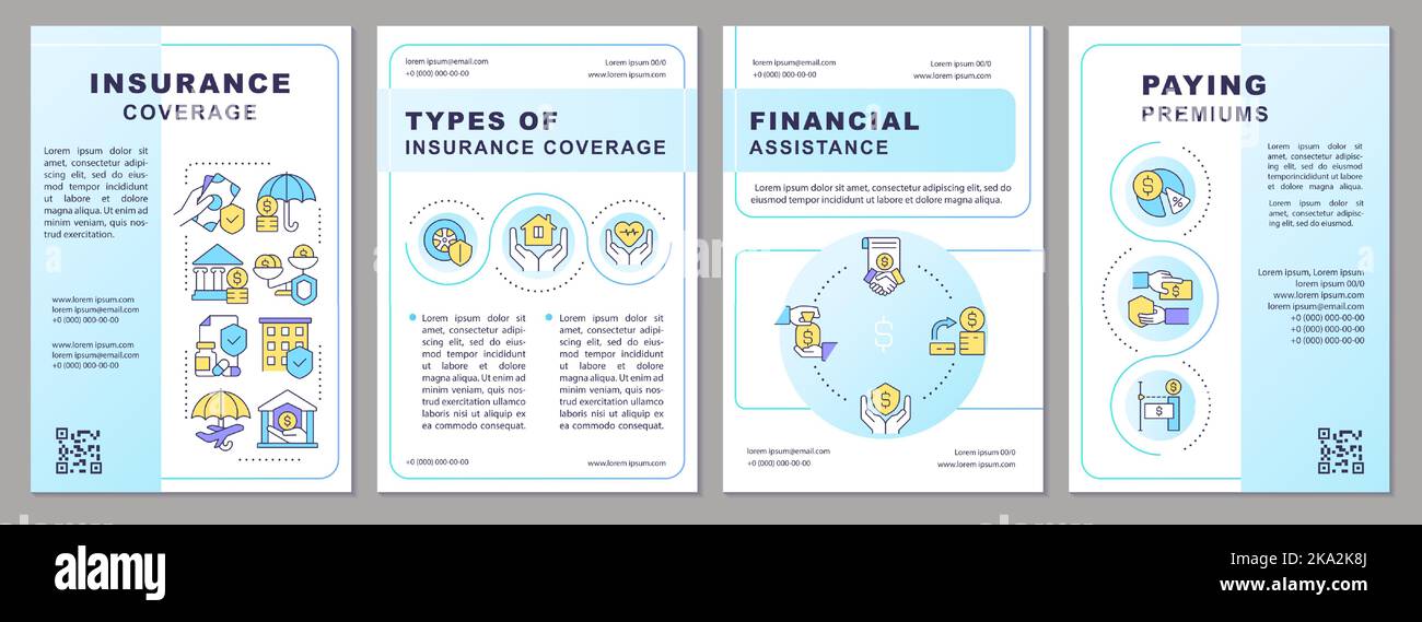 Insurance coverage services blue brochure template Stock Vector Image