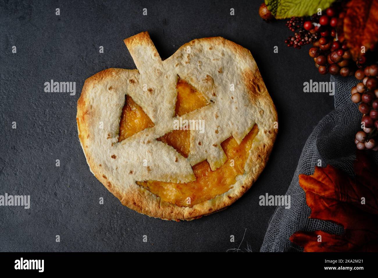 Jack O lantern quesadilla Halloween fun food Stock Photo Alamy
