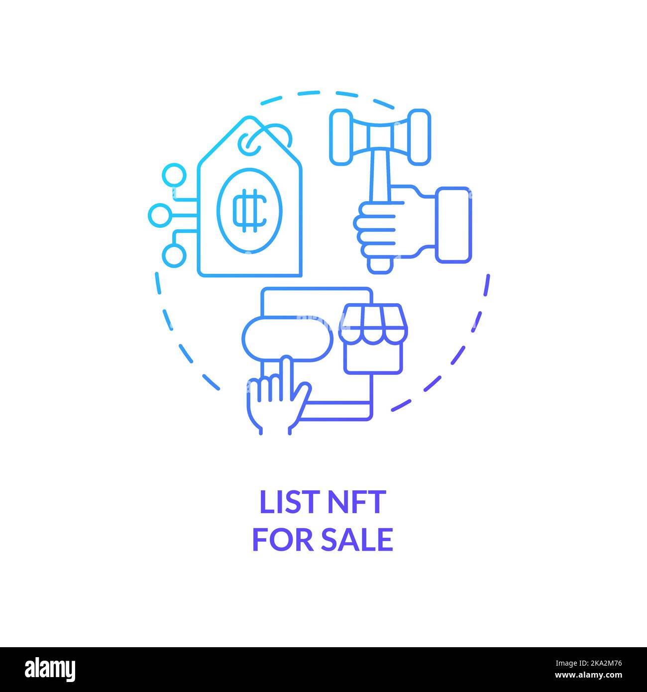 List NFT for sale blue gradient concept icon Stock Vector