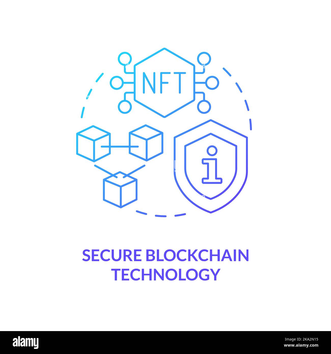 Secure blockchain technology blue gradient concept icon Stock Vector