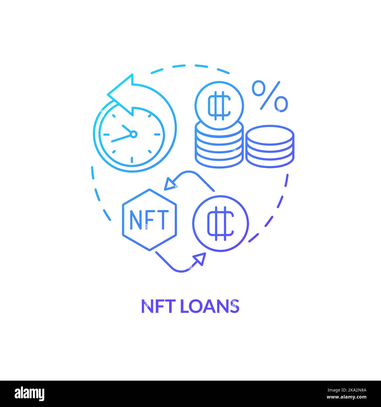 NFT loans blue gradient concept icon Stock Vector