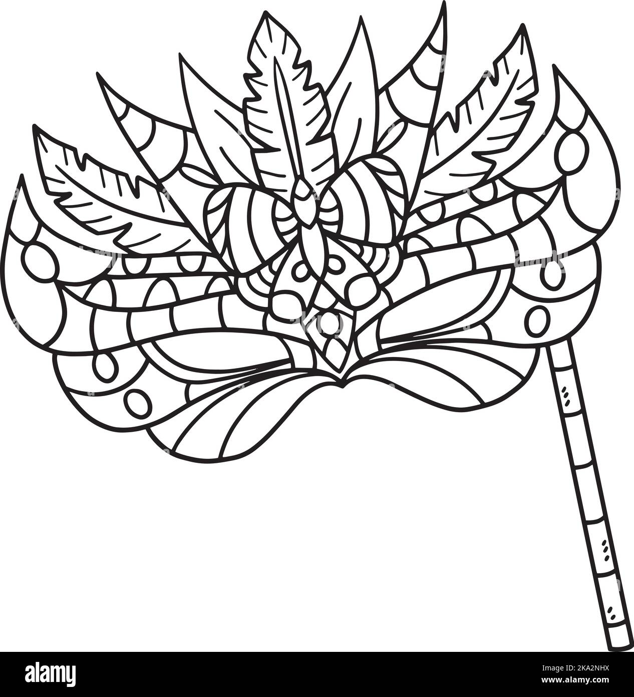 Mardi Gras Mask Isolated Coloring Page for Kids Stock Vector Image ...