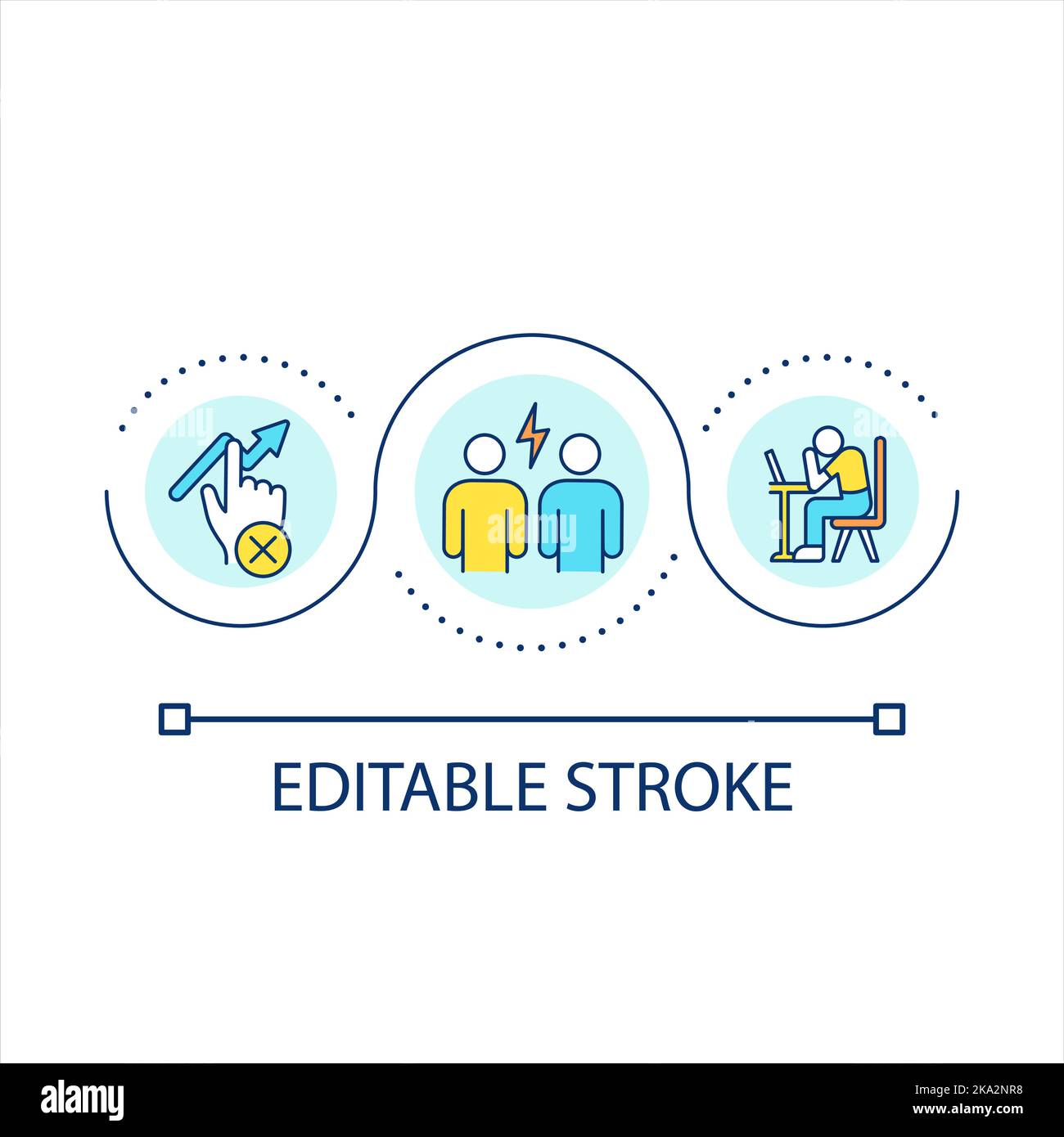 Conflict impact on productivity loop concept icon Stock Vector