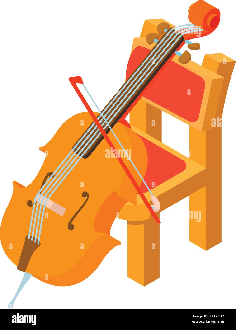 Cello icon isometric vector. Stringed musical instrument near wooden
