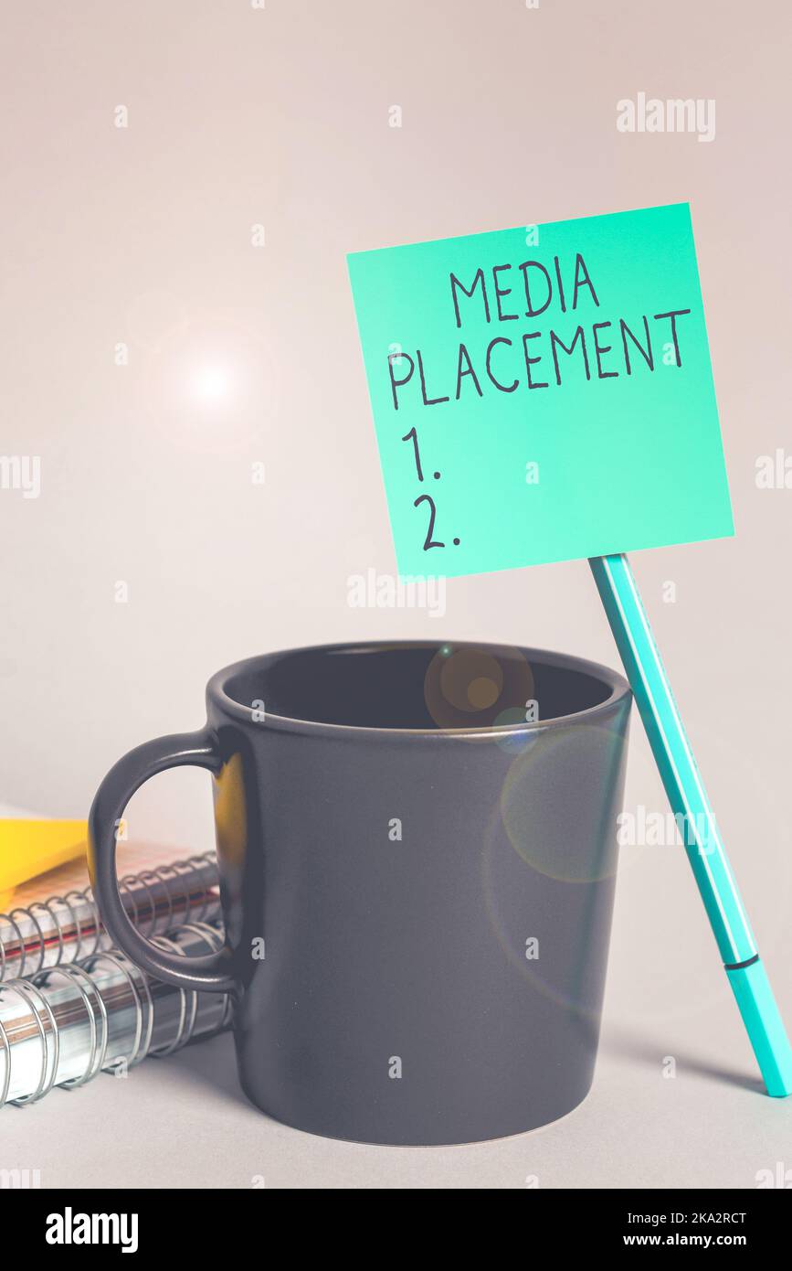 Key Placement Sign Message Hand writing sign Media Placement. Business idea inserting a digital ad ...