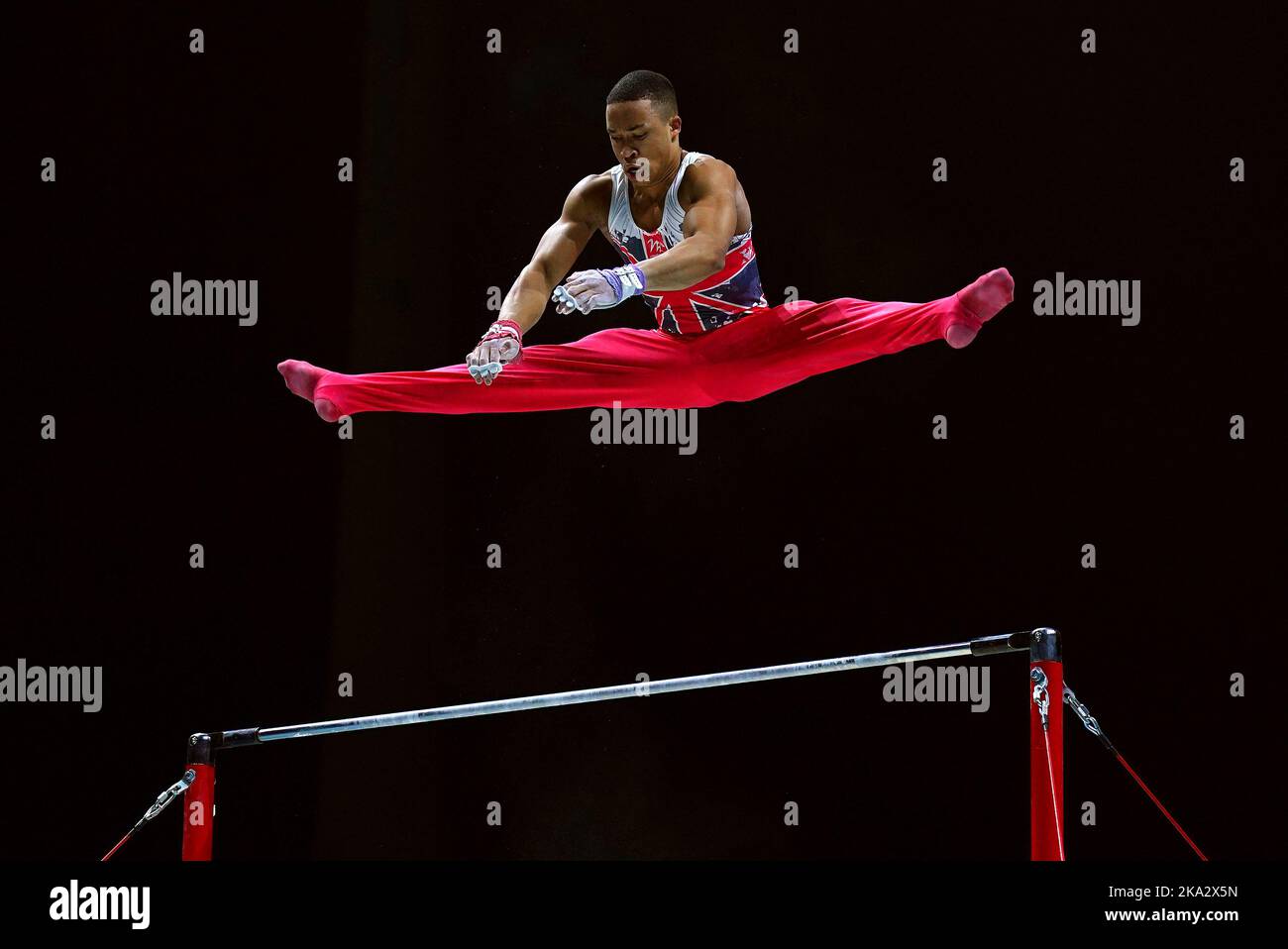 Great Britain's Joe Fraser competes on the high bar during day three of