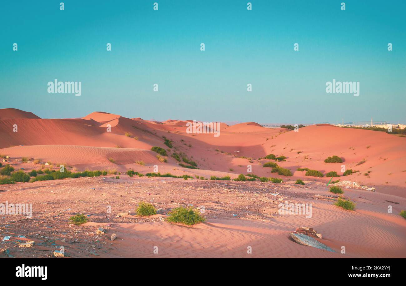 A landscape of a desert on a bright sunny day Stock Photo - Alamy