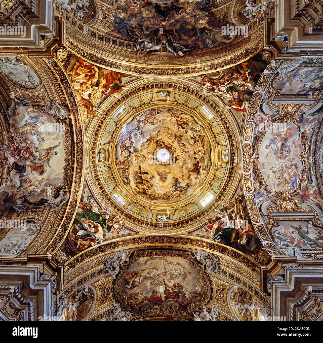 The details on the ceiling of the Cathedral in Gesu, Rome, Italy Stock ...
