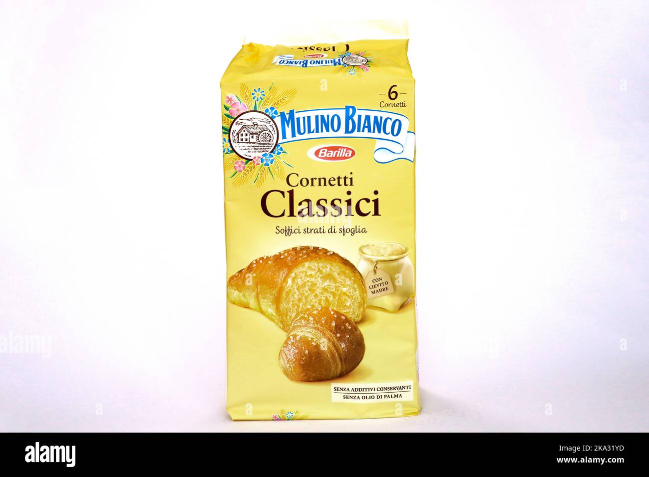 Mulino Bianco classic Croissants. Mulino Bianco is a brand of food products made in Italy by