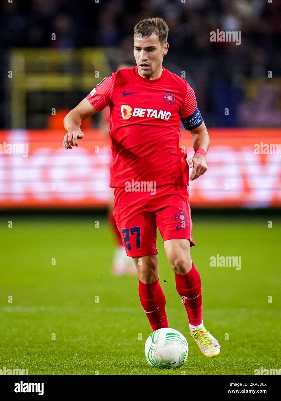 BRUSSELS, BELGIUM - OCTOBER 27: Darius Olaru Of FCSB Dribbles With The ...