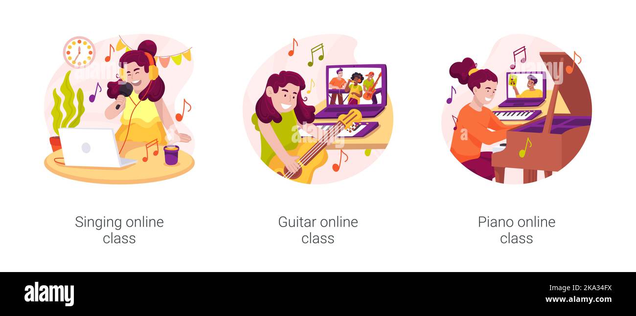 Piano online class isolated cartoon Royalty Free Vector