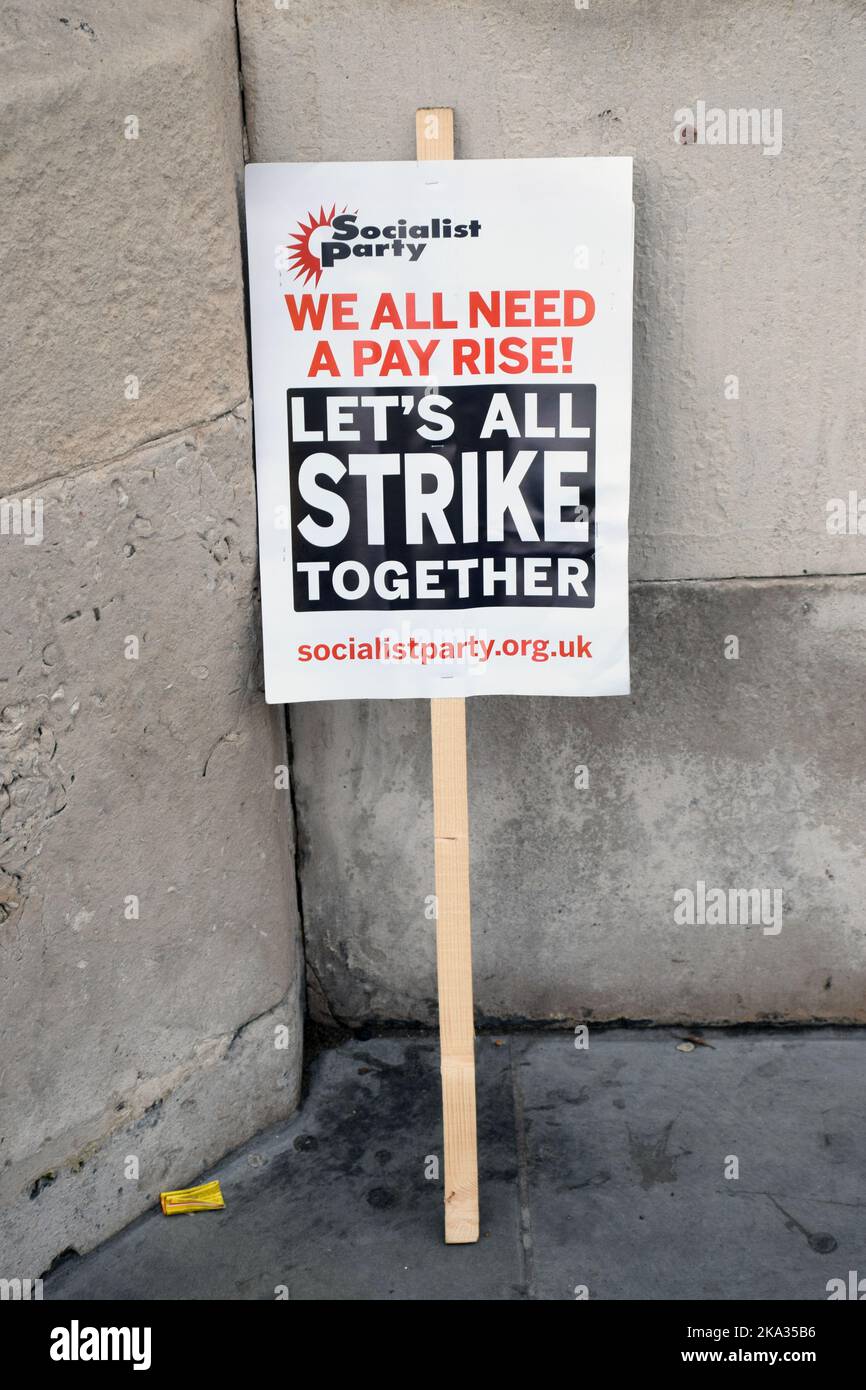 Socialist Party placard - Let's All Strike Together, London UK October 2022 Stock Photo