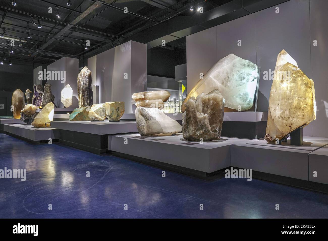 France, Paris, National Museum of Natural History, Gallery of Mineralogy and Geology situated in the Jardin des plantes. The gallery displays a collec Stock Photo