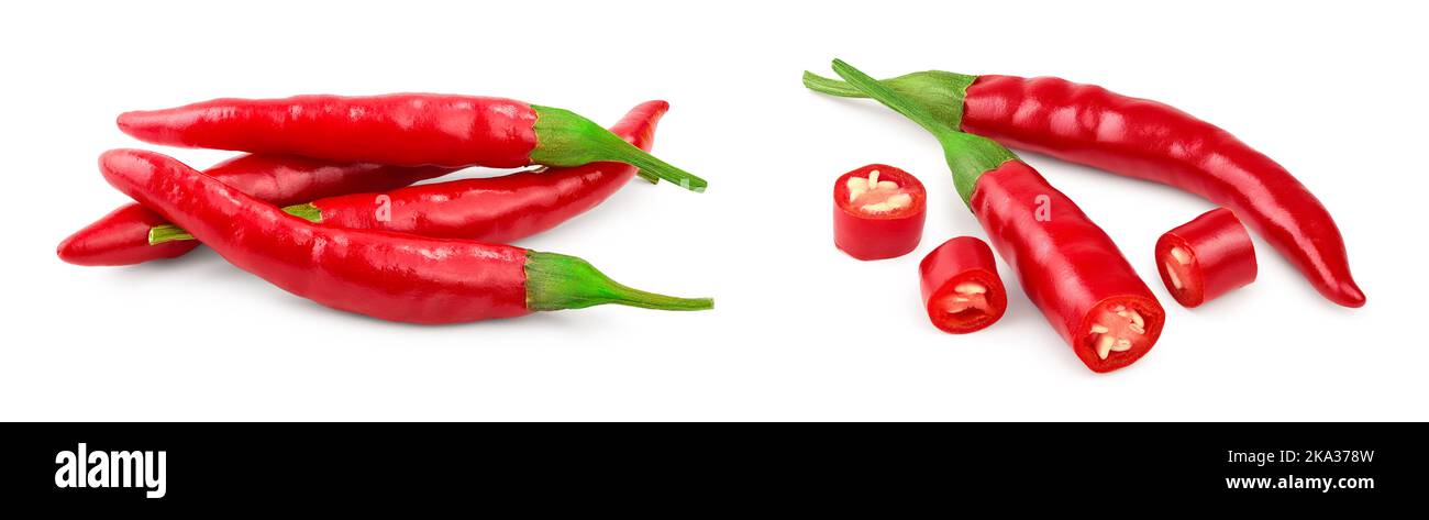 red hot chili peppers isolated on white background Stock Photo - Alamy