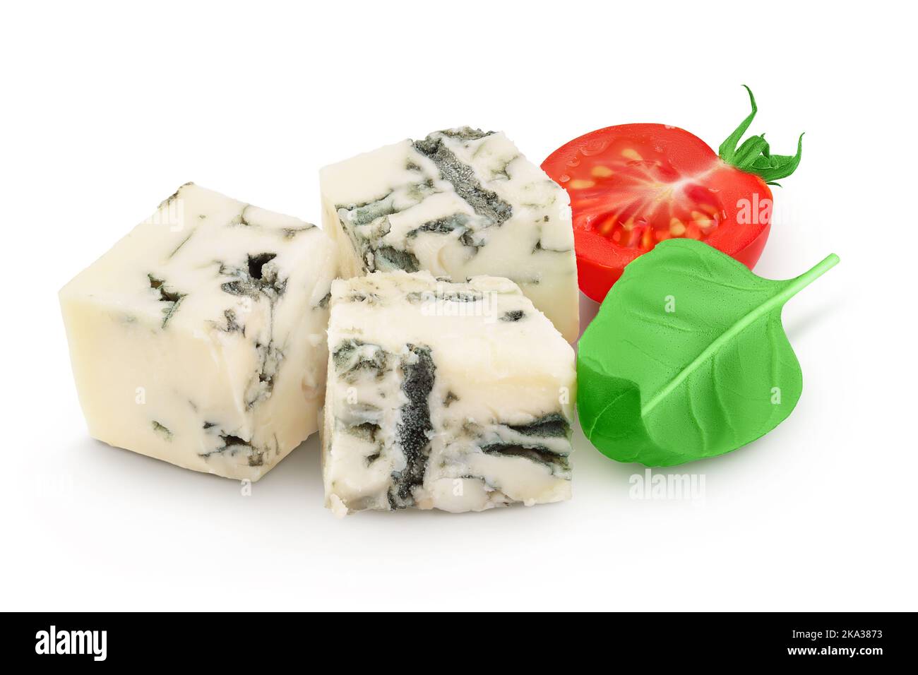 Blue cheese isolated on white background with full depth of