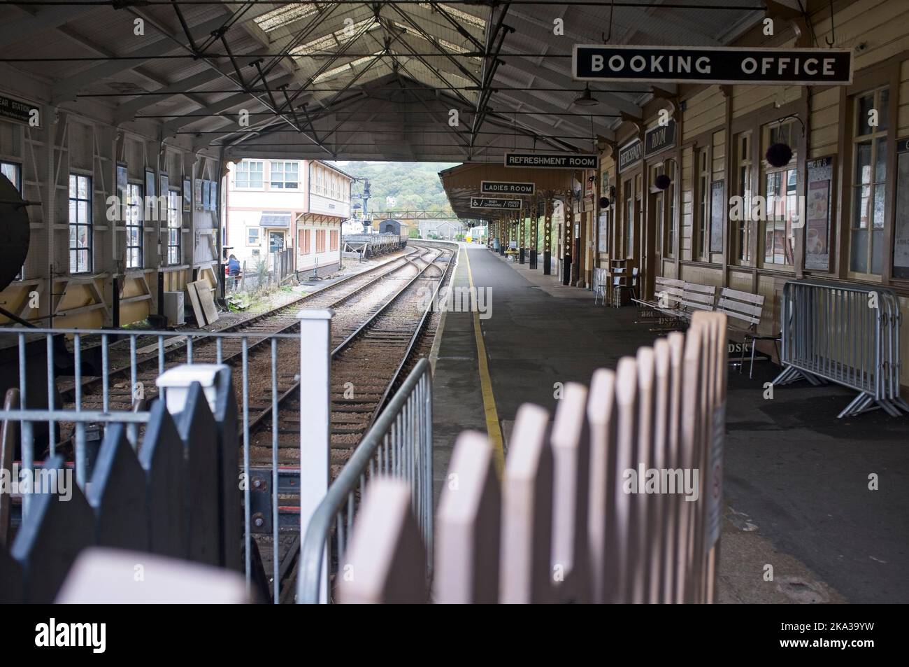 Kingswear steam train platform Stock Photo