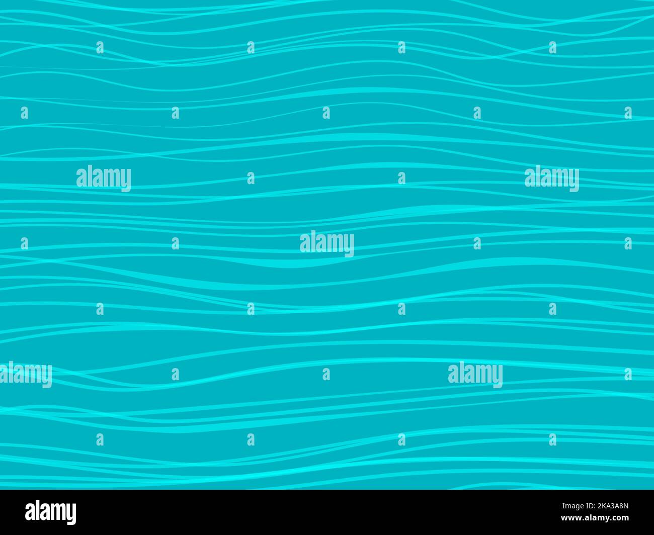 sea ocean wave teal turquoise colored background. hand painted waves illustration Stock Vector