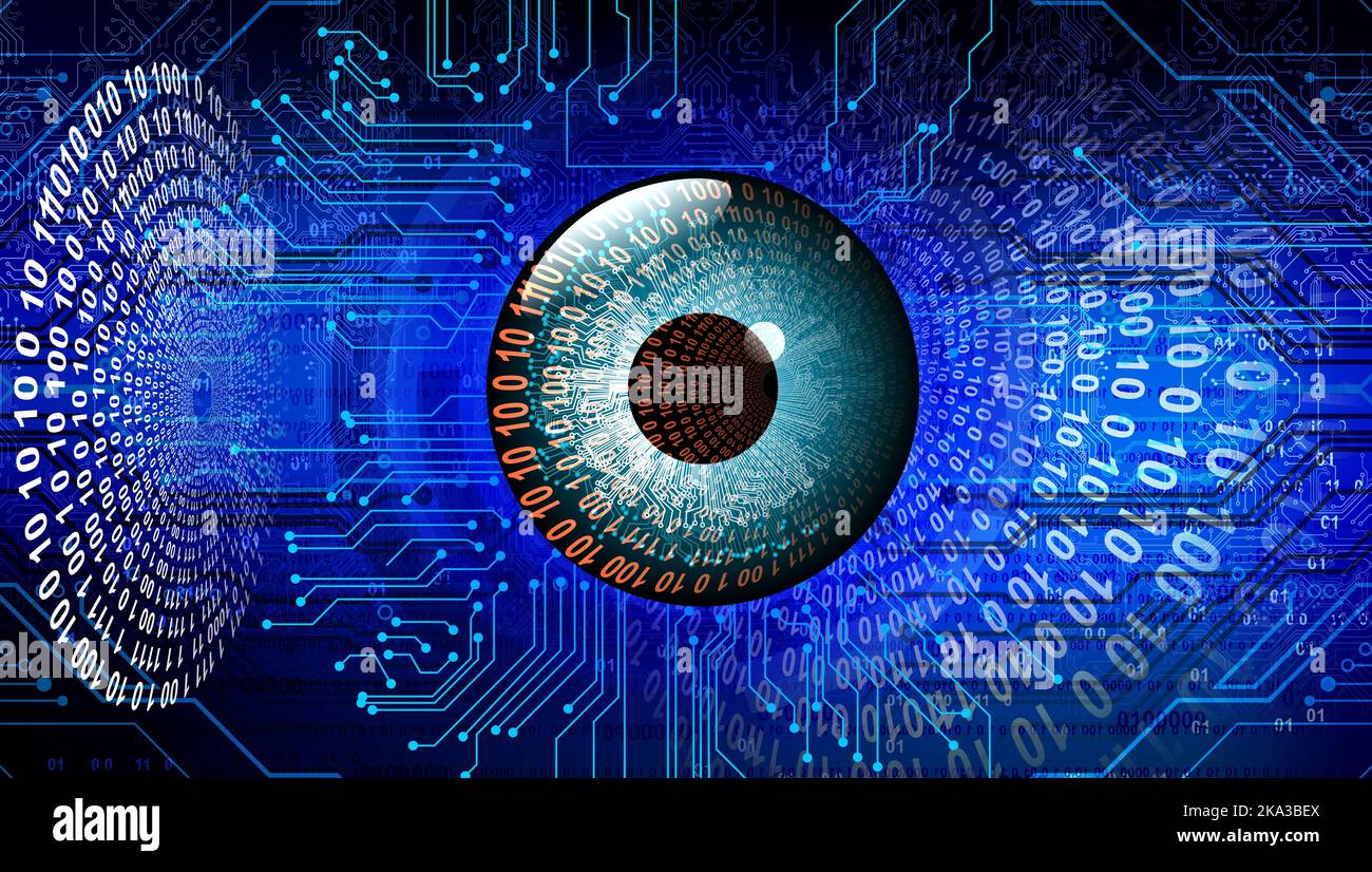 Technology binary eye. electronic eye futuristic technology Stock Photo