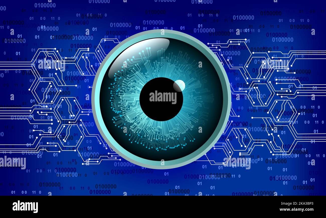 Technology binary eye. electronic eye futuristic technology Stock Photo