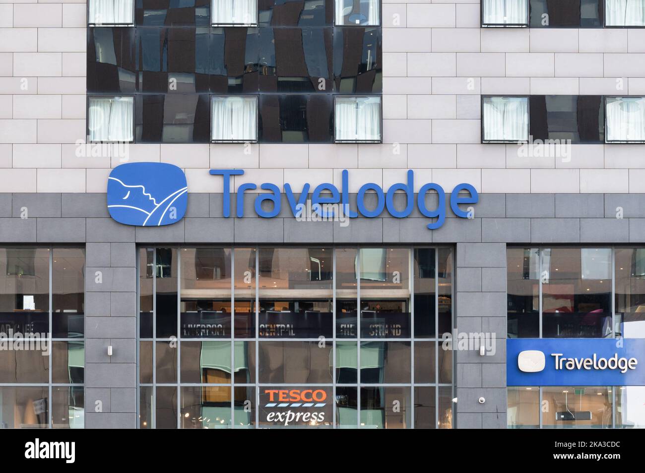 Liverpool, UK- Sept 7, 2022: The Travelodge Hotel in Liverpool England Stock Photo