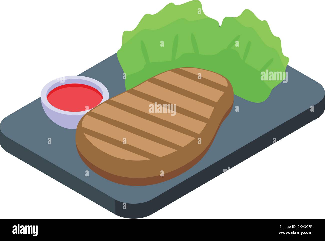 Bbq steak icon isometric vector. Menu food. Dinner sauce Stock Vector