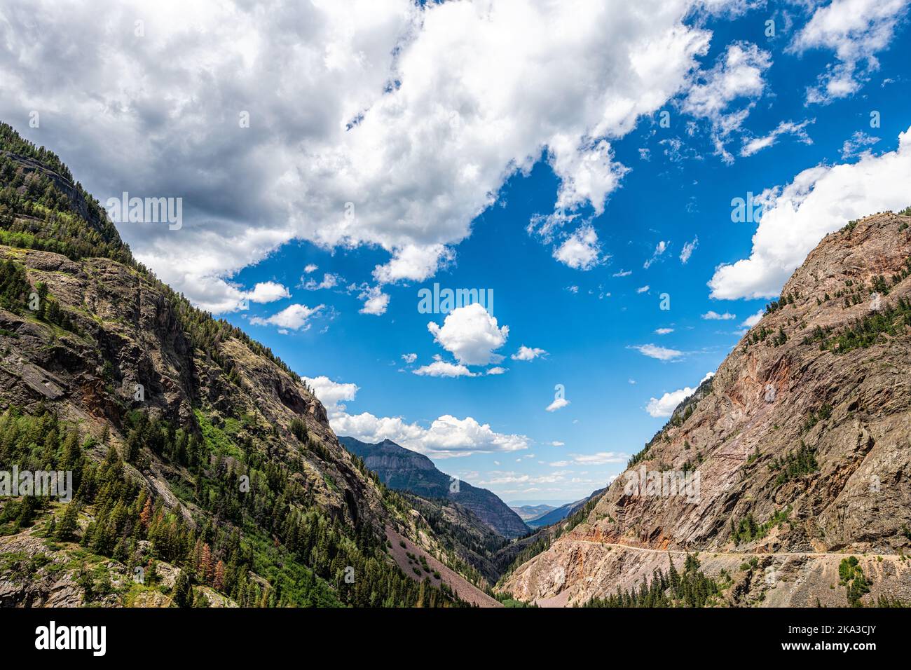Framing of canyon valley on Million Dollar Highway in Ouray, Colorado