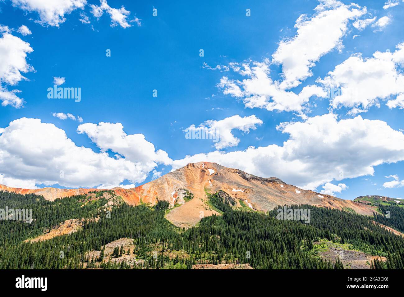 Ouray to Silverton wide angle view from scenic Million Dollar Highway