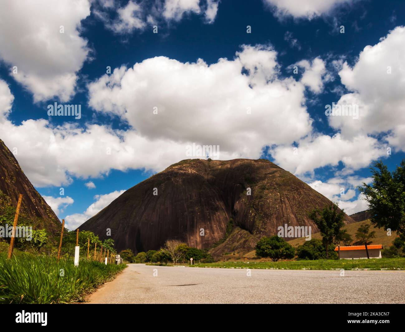A beautiful shot of a mountain on a sunny day with clouds Stock Photo