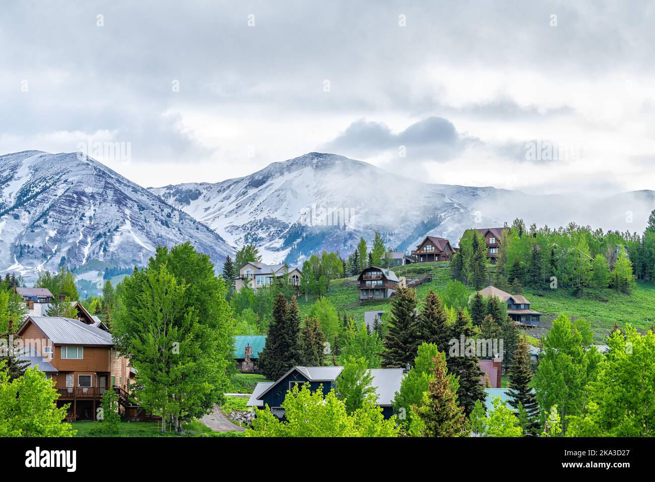 Mt Crested Butte, USA Colorado small village ski resort town in summer ...