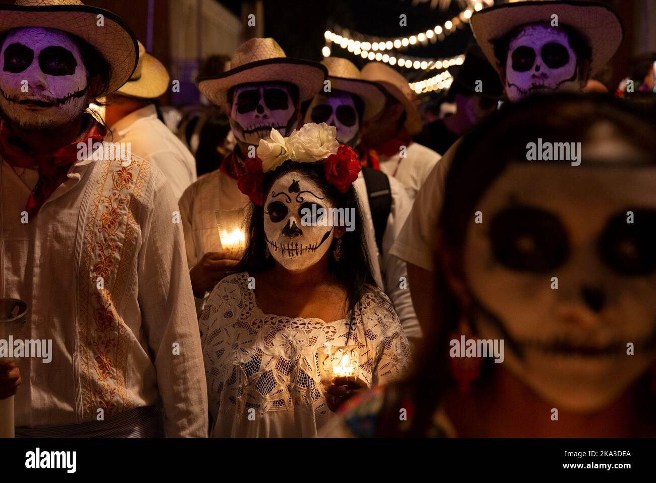 The Paseo de las Ánimas (“Walk of the souls”), a parade that goes from the  General Cemetery to Parque de San Juan during Hanal Pixán in Mérida,  Yucatán, Mexico on October 28,