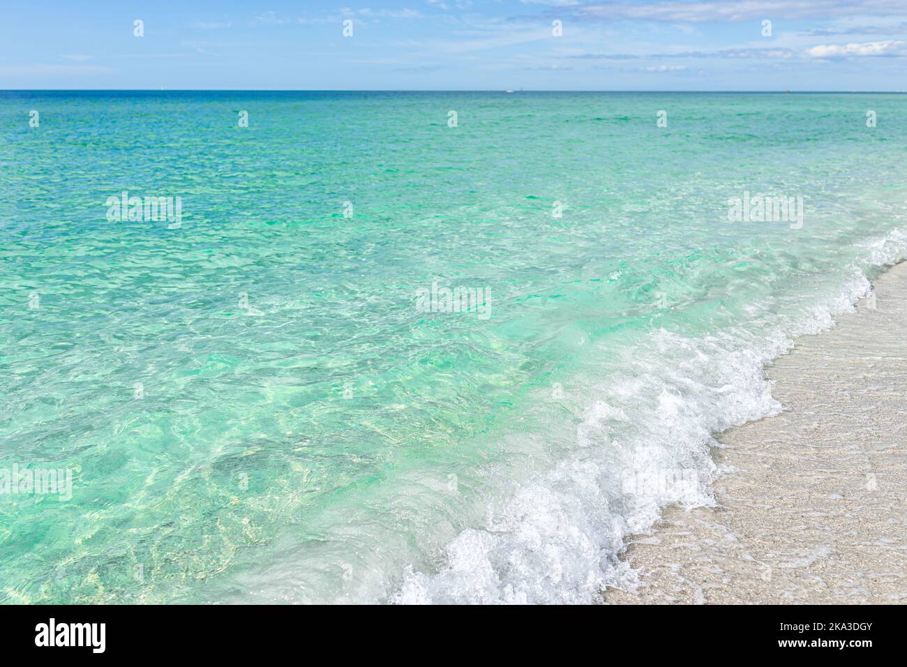 Clam pass park beach of Naples at Collier county, Florida with nobody by beautiful turquoise blue ocean sea water of Gulf of Mexico on sunny weather d Stock Photo