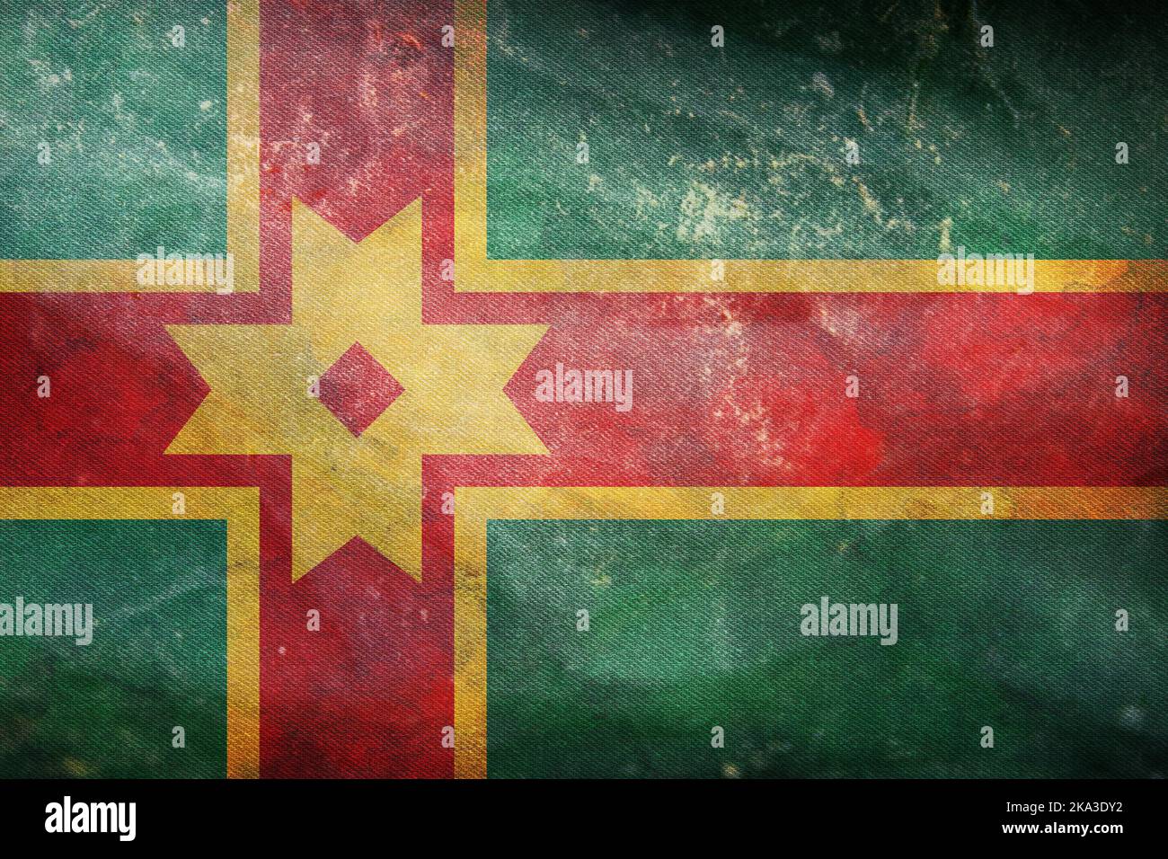 retro flag of Baltic Finns Tver Karelians with grunge texture. flag representing ethnic group or culture, regional authorities. no flagpole. Plane des Stock Photo