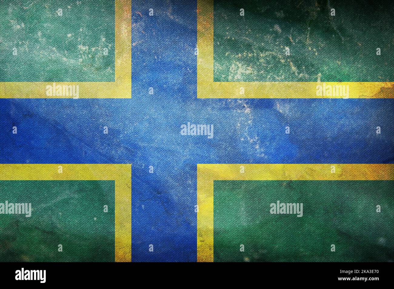 retro flag of Baltic Finns Vepsians with grunge texture. flag representing ethnic group or culture, regional authorities. no flagpole. Plane design, l Stock Photo