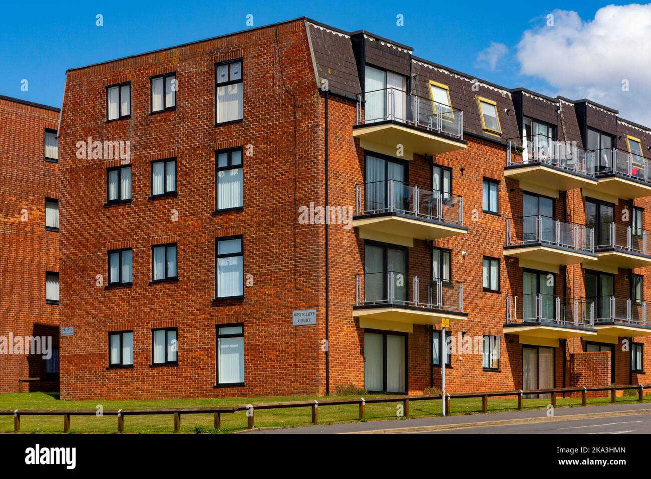 Block of modern flats on the cliff top at the seaside resort of