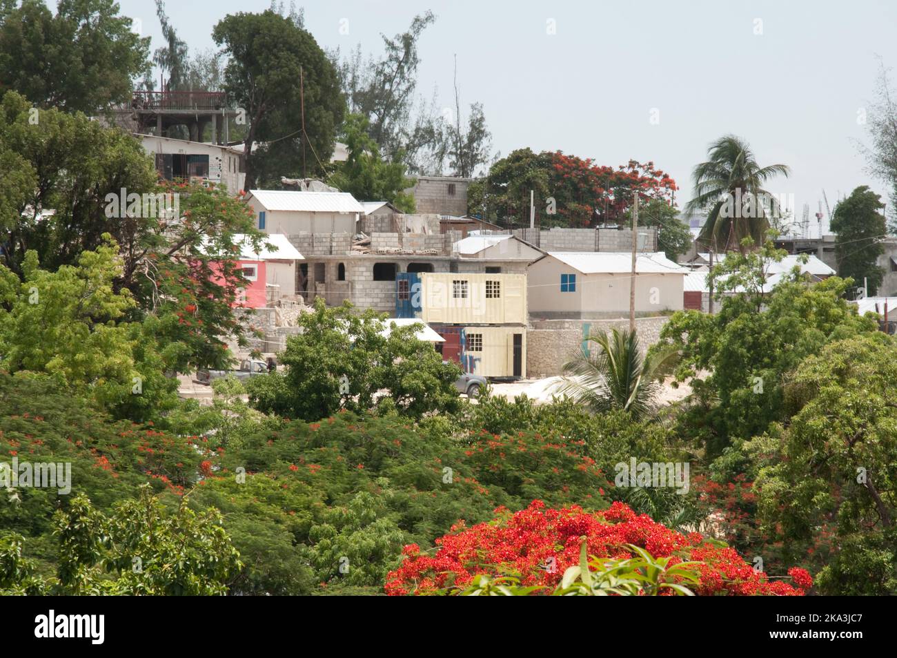 Vegetation and houses, PortauPrince, Haiti. PortauPrince has about 2 million inhabitants