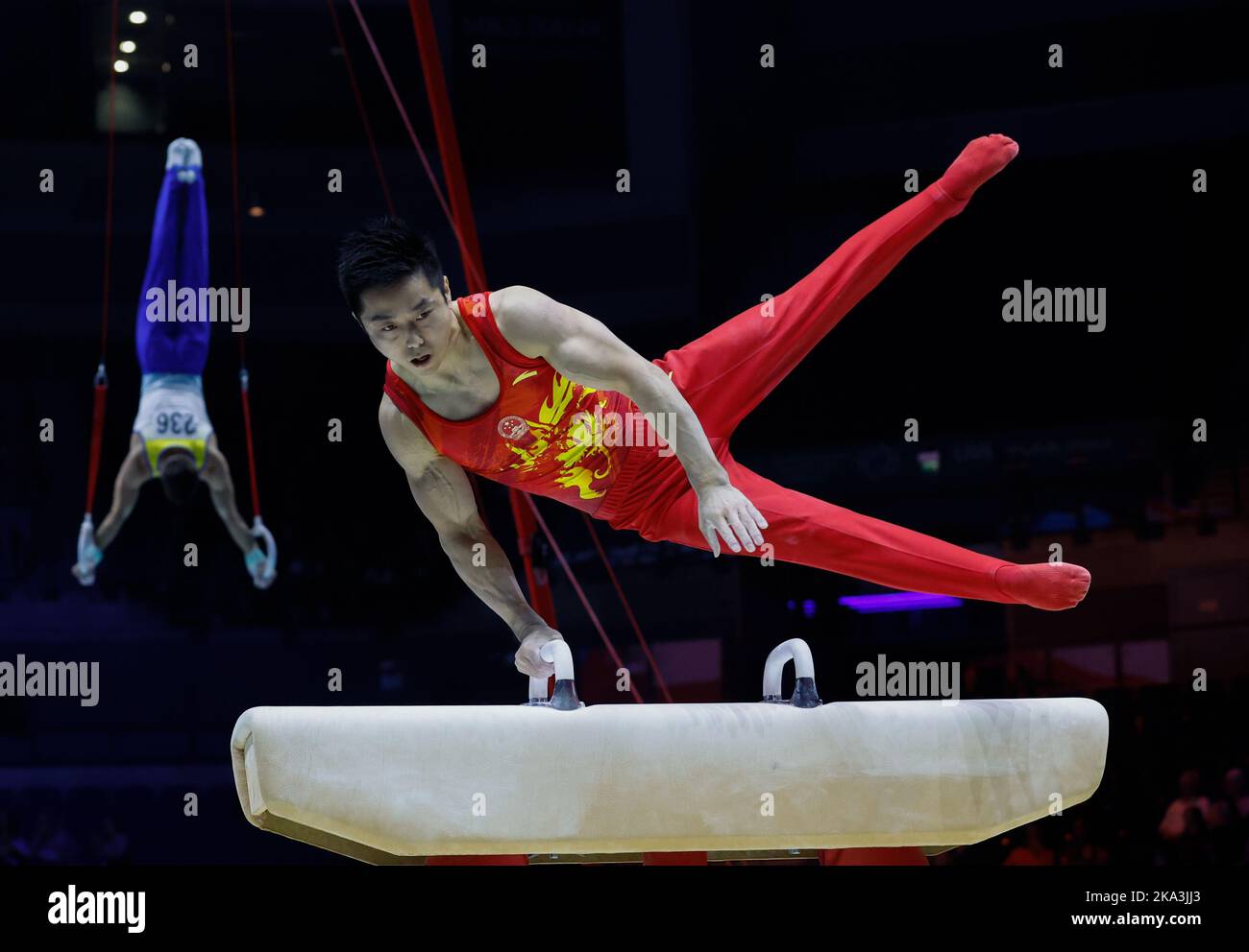 31st October 2022, M&amp;S Bank Arena, Liverpool, England; 2022 World Artistic Gymnastics Championships; Men's Qualification Pommel Horse - Hao You (CHN) Tokyo 2020 Olympic rings silver medallist Stock Photo